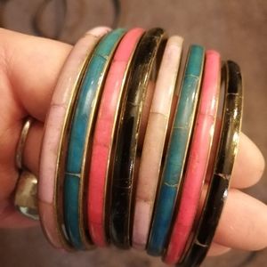 9 Stone inlay bangles